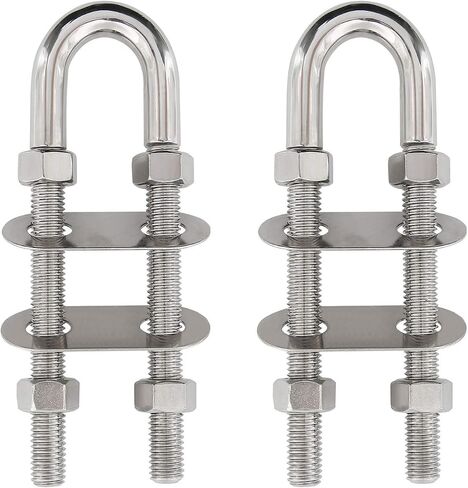 NovelBee 2 حزمة من الفولاذ المقاوم للصدأ Stern Bow Eye Tie Down U Bolt مع صواميل سداسية وغسالات، قطر المخزون. 5/8"، طول الخيط 5-7/16"، الطول الإجمالي 8" in Saudi Arabia