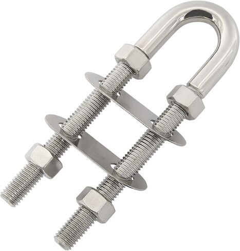 NovelBee 2 حزمة من الفولاذ المقاوم للصدأ Stern Bow Eye Tie Down U Bolt مع صواميل سداسية وغسالات، قطر المخزون. 5/8"، طول الخيط 5-7/16"، الطول الإجمالي 8" in Saudi Arabia