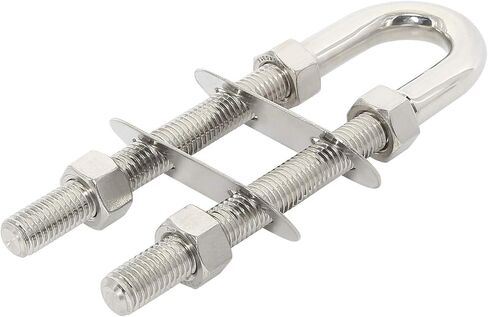 NovelBee 2 حزمة من الفولاذ المقاوم للصدأ Stern Bow Eye Tie Down U Bolt مع صواميل سداسية وغسالات، قطر المخزون. 5/8"، طول الخيط 5-7/16"، الطول الإجمالي 8" in Saudi Arabia