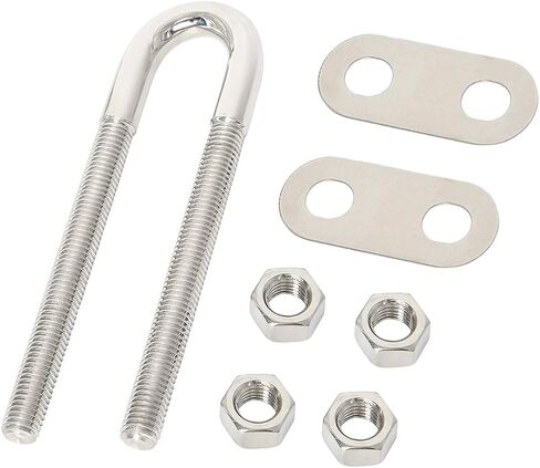 NovelBee 2 حزمة من الفولاذ المقاوم للصدأ Stern Bow Eye Tie Down U Bolt مع صواميل سداسية وغسالات، قطر المخزون. 5/8"، طول الخيط 5-7/16"، الطول الإجمالي 8" in Saudi Arabia