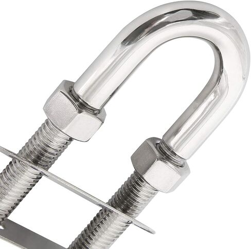 NovelBee 2 حزمة من الفولاذ المقاوم للصدأ Stern Bow Eye Tie Down U Bolt مع صواميل سداسية وغسالات، قطر المخزون. 5/8"، طول الخيط 5-7/16"، الطول الإجمالي 8" in Saudi Arabia