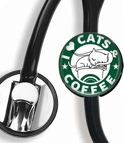 PAUJCXJ علامة سماعة الطبيب I Love Cat، بطاقة تعريف Steth، شارة ممرضة، أسود in Kuwait