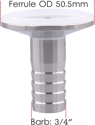 GOVALVE 1.5 "مشبك ثلاثي إلى 3/4" خرطوم شائك مناسب مع حشية سيليكون من الفولاذ المقاوم للصدأ 304 محول بارب صحي للمشروبات المنزلية (الطويق OD 50.5 مم) in Kuwait