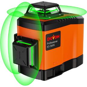 Laser Level 360 Self Leveling, High Accuracy 3D Green Line Laser Leveler for Construction 12 Lines 66ft Dual Rechargeable Batteries for Drop Ceiling Tiling Installation, K3-360G in Kuwait