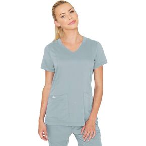BARCO Grey's Anatomy Scrubs - Kira Scrub Top for Women, V-Neck, Love Printed Zip Pocket Super-Soft Women's Scrub Top