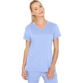 BARCO Grey's Anatomy Scrubs - Kira Scrub Top for Women, V-Neck, Love Printed Zip Pocket Super-Soft Women's Scrub Top