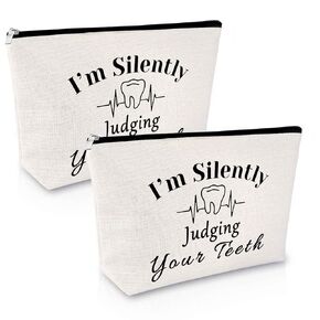 Dentist Gift Makeup Bag Dental Hygienist Gifts Dentist Birthday Gifts Dental Assistant Gifts Dental Gifts for Dentist Appreciation Gift for Women 2Pcs Travel Cosmetic Pouch Christmas Birthday Gift