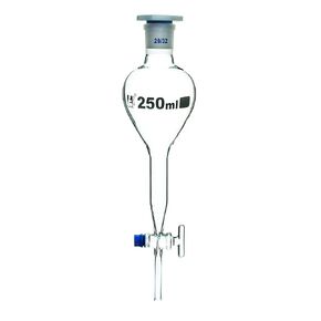 Gilson Separating Funnel, 250ml - Glass Stopcock - Plastic Stopper, Socket Size 29/32 - Borosilicate Glass - Eisco Labs in Saudi Arabia