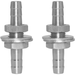 Fitvell Stainless Steel 3/8" Hose Barb Bulkhead Fitting Thru-Bulk Bulkhead Straight Hex Union with Flat Washer Pack of 2 in Saudi Arabia