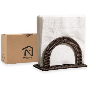 Paper Napkin Holder, Dinner Napkin Holder, Rustic Napkin Holder, Upright Napkin Holder, Napkin Holder Stand, Flat Napkin Holder, Resin Wicker Dark Brown in Saudi Arabia