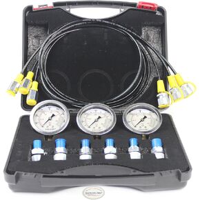 SINOCMP Upgraded Version Hydraulic Pressure Gauge Kit Excavator Hydraulic Kit with 3 Pressure Gauge 6 Test Coupling 3 Test Hose 1 Storage Case