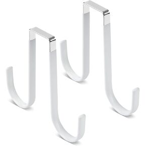 Double Sided Over The Door Hooks for Clothes. Over The Door Hanger Hook Set of Two. Towel Hanger for Bathroom, Wreath Hook, Coat Rack Hat Organizer or Plant Hooks for Ceiling 2 Pack