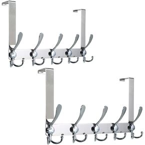 Over The Door Hooks,Over The Door Towel Rack,Coat Rack for Hanging Clothes Hat Towels,Door Hanger-5 Hooks(Black 1pcs)