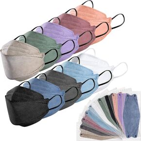Hubbide 100Pcs KF94 Masks, Individually Wrapped 3D Fish Type Masks for Adult, 4 Layer Protective Face Mask