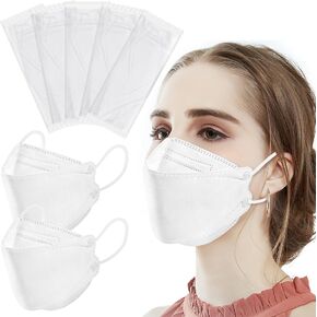 Hubbide 100Pcs KF94 Masks, Individually Wrapped 3D Fish Type Masks for Adult, 4 Layer Protective Face Mask