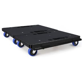 Flatbed Dolly Can Connected Two Pcs One Set Household Portable Mobile Dolly Infinite Rotary Flat Handtruck Mobile Furniture Load 220lb Black ，Blue Wheel (Blue Wheel)