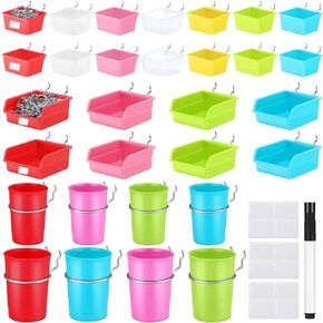 64 Pieces Pegboard Bins Pegboard Cups with Hooks and Loops Peg Hooks Assortment Organizer Accessory for Organizing Accessories Tools Storage Office Workshop Garage Workbench (Black) in Saudi Arabia