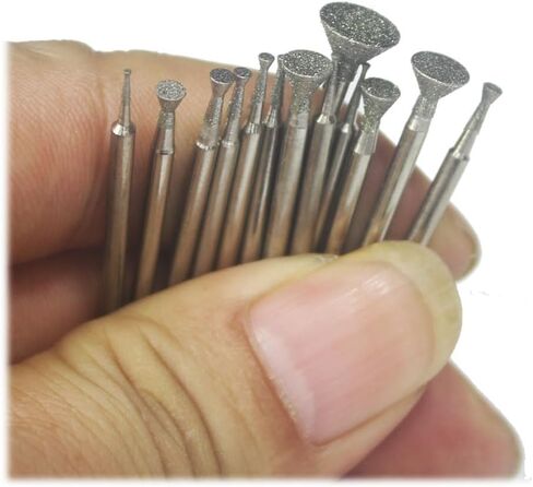 𝐋𝐮𝐨 𝐤𝐞 13 Pcs Triangle Shape Diamond Burr Set, 3/32 Inch Shank Stone Carving Bits for Rotary Tools in Kuwait