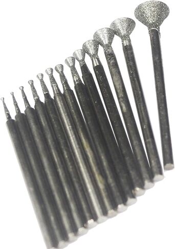 𝐋𝐮𝐨 𝐤𝐞 13 Pcs Triangle Shape Diamond Burr Set, 3/32 Inch Shank Stone Carving Bits for Rotary Tools in Kuwait