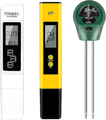CANNABMALL PH Meter, TDS PPM Meter and 3 in 1 Soil Moisture Meter Combo, High Accuracy Lab PH/EC Tester Digital Kit [Upgraded] for Home Water, Hydroponics, Plants Garden Soil and Aquarium PH Pen in Saudi Arabia
