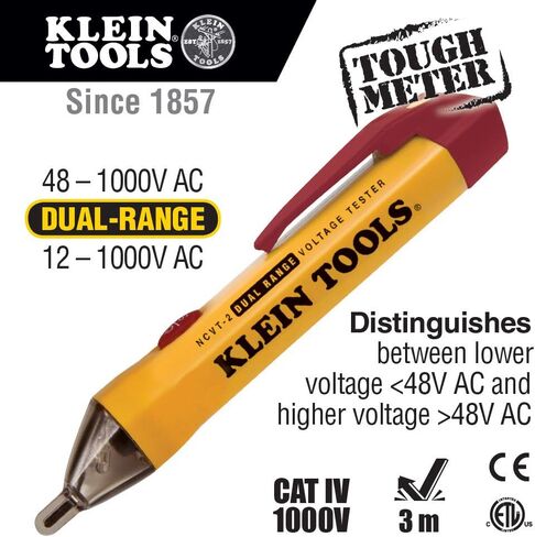Klein Tools NCVT-2 Voltage Tester, Non-Contact Dual Range Voltage Tester Pen for Standard and Low Voltage, Outlet Tester in Kuwait