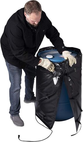 Powerblanket BH55RR-80 درجة صناعية/مقاومة للطقس D-15 غلاف فينيل 55 جالون بطانية تسخين طبلة معزولة، ترموستات داخلي ثابت 80 درجة فهرنهايت، سخان أسطواني، أسود in Kuwait
