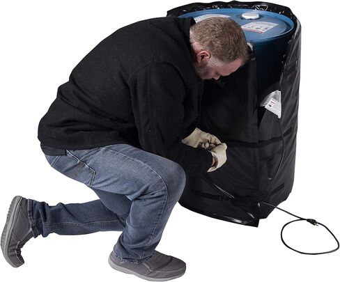 Powerblanket BH55RR-80 درجة صناعية/مقاومة للطقس D-15 غلاف فينيل 55 جالون بطانية تسخين طبلة معزولة، ترموستات داخلي ثابت 80 درجة فهرنهايت، سخان أسطواني، أسود in Kuwait