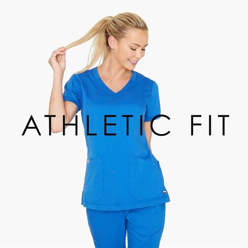 BARCO Grey's Anatomy Scrubs - Kira Scrub Top للنساء، رقبة على شكل حرف V، جيب بسحاب مطبوع عليه Love، قميص فرك نسائي فائق النعومة in Saudi Arabia