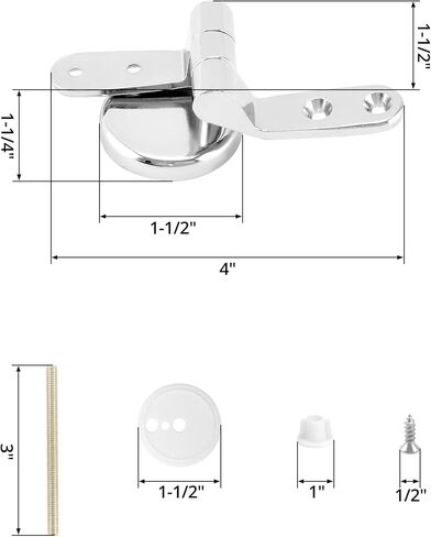 QWORK Replacement Toilet Seat Hinge Mountings Stainless Steel 1 Set with Bolts and Nuts in Kuwait