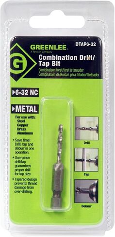 Greenlee DTAP6-32 Combination Drill, Tap, and Deburr Bit with Quick Change Hex, 6-32 NC in Saudi Arabia