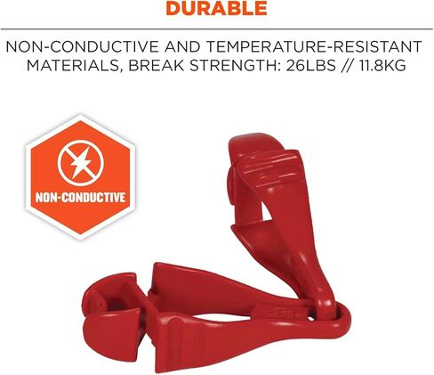 Ergodyne Squids 3400 Glove Clip Holder with Dual Clips, Red, 1 Count (Pack of 1) in Saudi Arabia