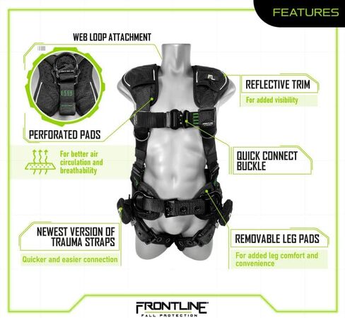 FRONTLINE FALL PROTECTION 250CTB Elite ™ حزام البناء | معدات الومنيوم | إدارة السلامة والصحة المهنية وANSI in Kuwait