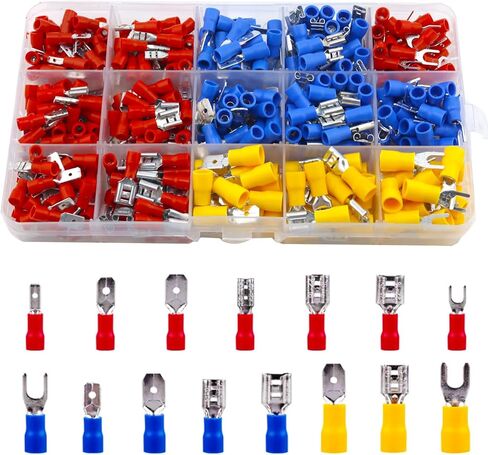 موصلات كهربائية 330 قطعة من موصلات الأسلاك المعزولة، موصلات طرفية بأسمائها الحقيقية ذكر/أنثى، مجموعة موصل بعقب للفصل السريع - محطات كابلات السيارات البحرية المجعدة in Kuwait