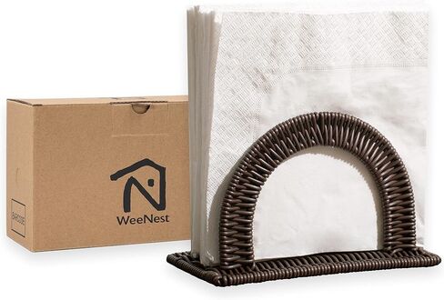 Paper Napkin Holder, Dinner Napkin Holder, Rustic Napkin Holder, Upright Napkin Holder, Napkin Holder Stand, Flat Napkin Holder, Resin Wicker Dark Brown in Kuwait