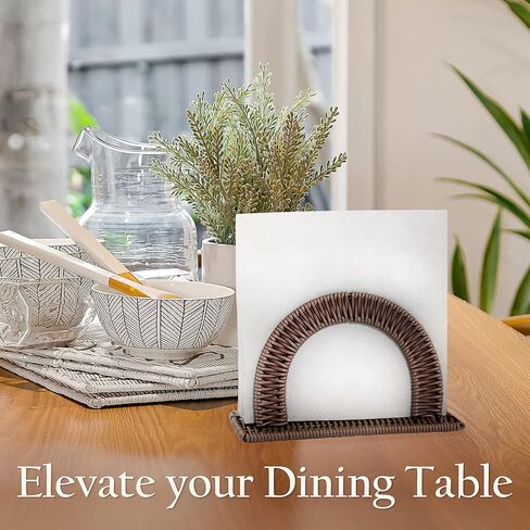 Paper Napkin Holder, Dinner Napkin Holder, Rustic Napkin Holder, Upright Napkin Holder, Napkin Holder Stand, Flat Napkin Holder, Resin Wicker Dark Brown in Kuwait