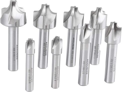 اتهم الأدوات الصناعية H.S.S. طقم مطحنة نهاية زاوية مستديرة مقاس من 1/16 بوصة إلى 3/8 بوصة، 8 قطع، 1011-0008 in Kuwait