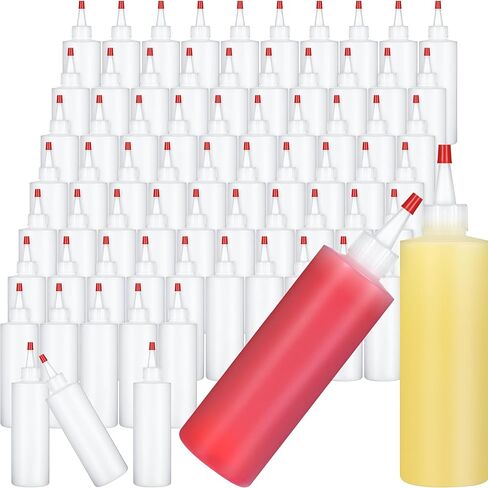 Jinei 100 Pack 4 oz Plastic Squeeze Condiment Bottles with Red Tip Cap Small Squeeze Bottles for Sauces Empty Squirt Condiment Bottles for Ketchup Dressings, Arts and Crafts in Saudi Arabia