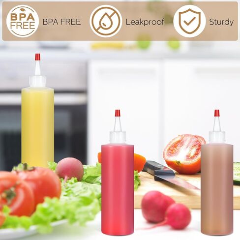 Jinei 100 Pack 4 oz Plastic Squeeze Condiment Bottles with Red Tip Cap Small Squeeze Bottles for Sauces Empty Squirt Condiment Bottles for Ketchup Dressings, Arts and Crafts in Saudi Arabia