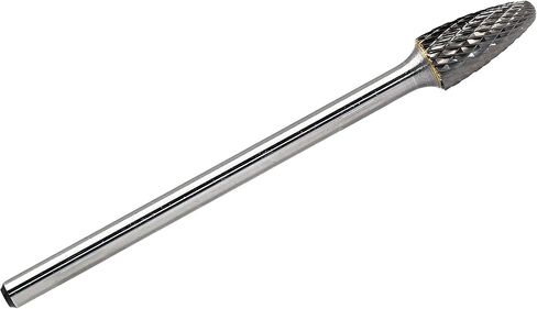 YUFUTOL Carbide Burr SF-5L4 with 1/4 Inch Shank Diameter Extended Long Double Cut Carbide Rotary Burr File 4 Inch Total Length x 1/2 Inch Cutter Dia x 1 Cutter Length Tree Shape with Radius End, 1pcs in Saudi Arabia
