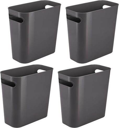Vtopmart 4 Pack Plastic Small Trash Can, 1.5 Gallon/5.7 L Office Grey Bin with Built-in Handle, Slim Waste Basket for Bathroom, Bedroom, Home Office, Living Room, Kitchen in Kuwait
