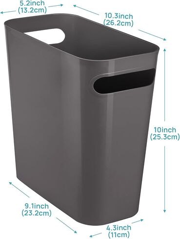 Vtopmart 4 Pack Plastic Small Trash Can, 1.5 Gallon/5.7 L Office Grey Bin with Built-in Handle, Slim Waste Basket for Bathroom, Bedroom, Home Office, Living Room, Kitchen in Kuwait