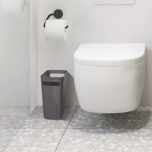 Vtopmart 4 Pack Plastic Small Trash Can, 1.5 Gallon/5.7 L Office Grey Bin with Built-in Handle, Slim Waste Basket for Bathroom, Bedroom, Home Office, Living Room, Kitchen in Kuwait