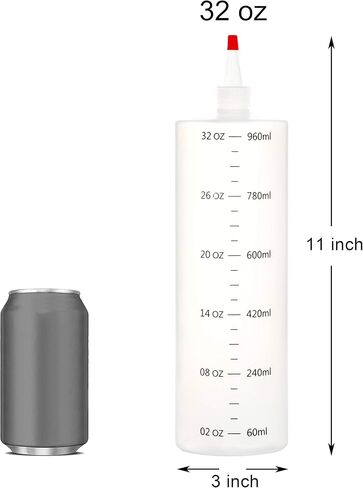 عبوة من 4 زجاجات ضغط بلاستيكية سعة 946 مل، زجاجات ضغط من البولي إيثيلين عالي الكثافة للحرف اليدوية، فن الطعام، الغراء، الحنة in Kuwait