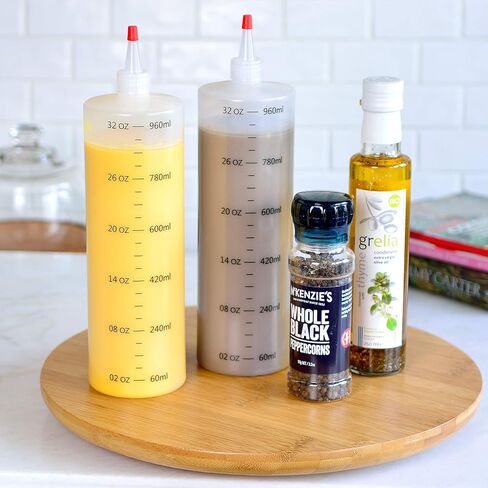 عبوة من 4 زجاجات ضغط بلاستيكية سعة 946 مل، زجاجات ضغط من البولي إيثيلين عالي الكثافة للحرف اليدوية، فن الطعام، الغراء، الحنة in Kuwait