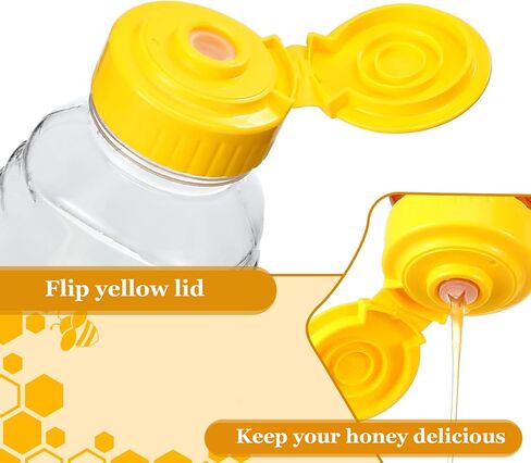 هوليري زجاجات عسل بلاستيكية شفافة سعة 8 اونصة قابلة لاعادة الملء قابلة لاعادة التعبئة، برطمانات عسل فارغة مع غطاء علوي قلاب، زجاجات ضغط بلاستيكية لتخزين الصلصات والشراب وتوزيعها، 48 قطعة in Kuwait