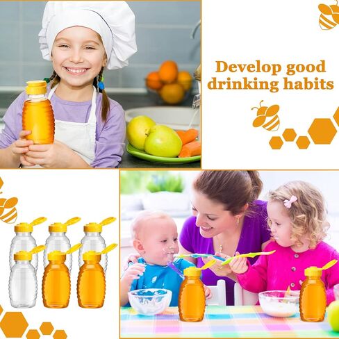 هوليري زجاجات عسل بلاستيكية شفافة سعة 8 اونصة قابلة لاعادة الملء قابلة لاعادة التعبئة، برطمانات عسل فارغة مع غطاء علوي قلاب، زجاجات ضغط بلاستيكية لتخزين الصلصات والشراب وتوزيعها، 48 قطعة in Kuwait