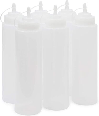 6 Pack 24 oz Plastic Condiment Squeeze Bottles with Caps, Empty Squirt Bottles for Ketchup, Mustard, Sauces in Saudi Arabia