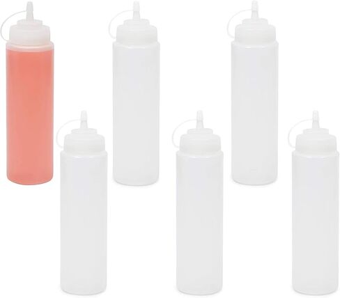 6 Pack 24 oz Plastic Condiment Squeeze Bottles with Caps, Empty Squirt Bottles for Ketchup, Mustard, Sauces in Saudi Arabia
