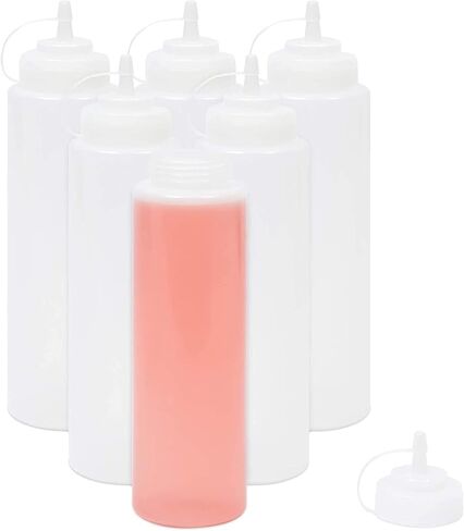 6 Pack 24 oz Plastic Condiment Squeeze Bottles with Caps, Empty Squirt Bottles for Ketchup, Mustard, Sauces in Saudi Arabia