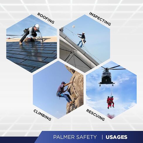 جهاز حماية من السقوط بحلقة على شكل حرف D مقاس 45.72 سم من Palmer Safety مع خطاف كبس مقاس 3/4 بوصة وحلقة على شكل حرف D، وحزام من البوليستر مع واقي من الشوائب، متوافق مع OSHA/ANSI in Kuwait
